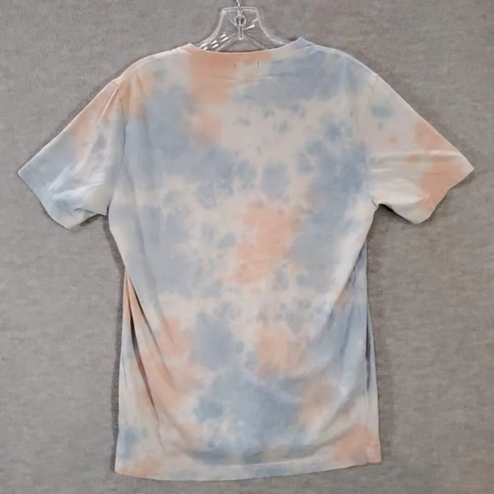 True Religion Men Shirt Small Blue Tie Dye Logo Graphic‎ Print Short Sleeve